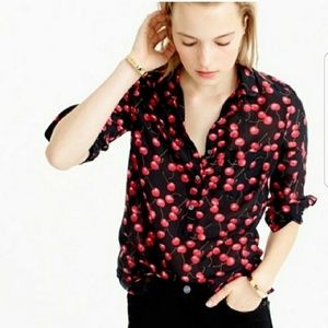 J. Crew Tops - J Crew Cherry Popover Button Down Shirt 8 J. Crew Tops - J Crew Cherry Popover Button Down Shirt 8